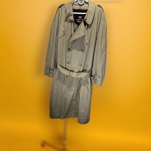 London Fog Trench Coat 46L London Town Co Flannel Liner Double Breasted Belted